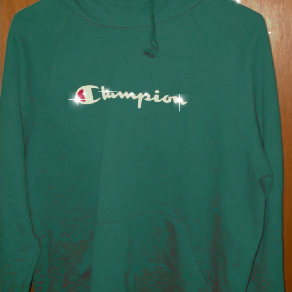 teal champion hoodie